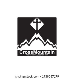 Baptist cross with mountain logo design template vector icon
