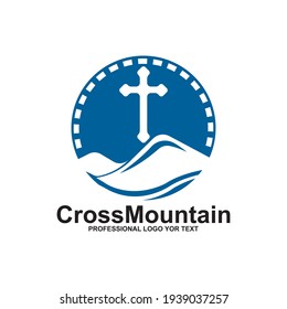 Baptist Cross Mountain Logo Design Template Stock Vector (Royalty Free ...