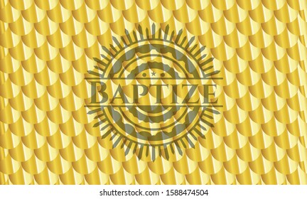 Baptize gold emblem. Scales pattern. Vector Illustration. Detailed.