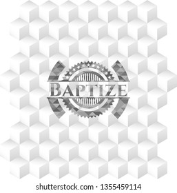 Baptize grey emblem with cube white background
