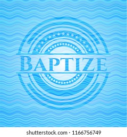 Baptize light blue water wave badge background.