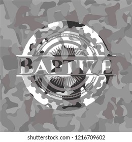 Baptize on grey camouflage texture