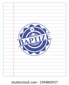 Baptize pen effect. Blue ink. Vector Illustration. Detailed.