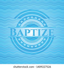Baptize water wave representation style badge. Vector Illustration. Detailed.