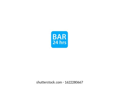 Bar 24 hours rounded square signal icon in trendy flat style isolated on white background vector illustration