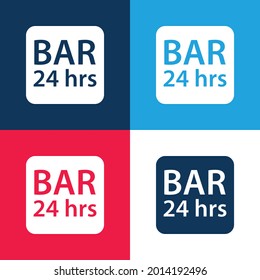 Bar 24 Hours Rounded Square Signal blue and red four color minimal icon set
