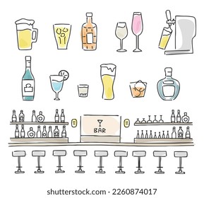 Bar and alcohol icon collection.