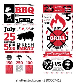 bar b q poster  red and white color use