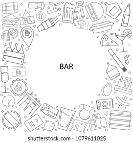 Bar background from line icon. Linear vector pattern
