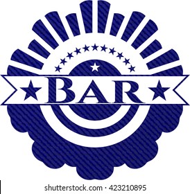 Bar badge with denim background