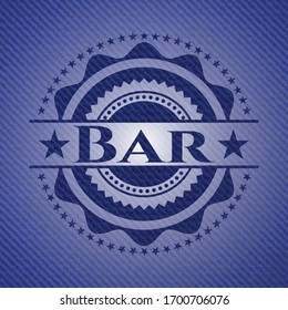 Bar badge with jean texture. Vector Illustration. Detailed.