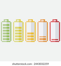 Bar battery icons, pixel art