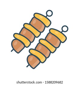 bar be cue flat color line icon 