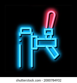 Bar Beer Faucet neon light sign vector. Glowing bright icon Bar Beer Faucet sign. transparent symbol illustration