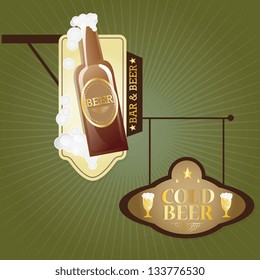 Bar and beer icons ( labels and concepts). Vector Illustration