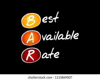 BAR - Best Available Rate, acronym business concept