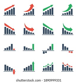 gráficos bicolor de barras, conjunto de iconos de negocio vectoriales