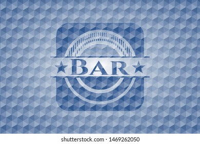 Bar blue emblem with geometric background. Vector Illustration. Detailed.