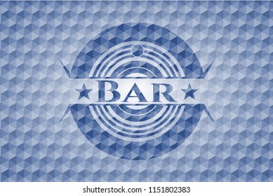 Bar blue emblem with geometric pattern.