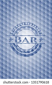 Bar blue hexagon emblem.