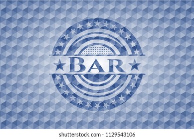 Bar blue polygonal badge.