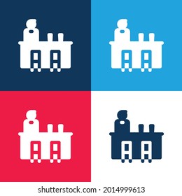 Conjunto de iconos mínimo de cuatro colores azul y rojo de barras