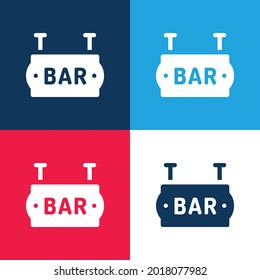 Conjunto de iconos mínimo de cuatro colores azul y rojo de barras