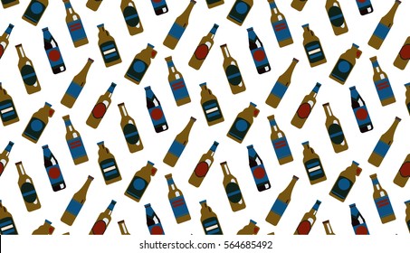 Bar Bottle Seamless Pattern Outline for Design, Website, Background, Banner. Alcohol Element for Barman. Menu or restaurant. Bottle beer retro poster. Style of modern art and geometry bottle beer.