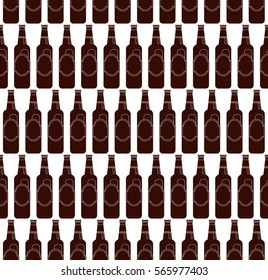Bar Bottle Seamless Pattern Outline for Design, Website, Background, Banner. Alcohol Element for Barman. Menu or restaurant. Bottle beer retro poster. Style of modern art and geometry bottle beer.