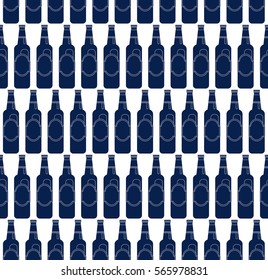 Bar Bottle Seamless Pattern Outline for Design, Website, Background, Banner. Alcohol Element for Barman. Menu or restaurant. Bottle beer retro poster. Style of modern art and geometry.