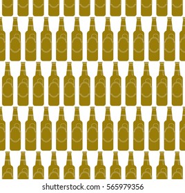 Bar Bottle Seamless Pattern Outline for Design, Website, Background, Banner. Alcohol Element for Barman. Menu or restaurant. Bottle beer retro poster. Style of modern art and geometry.