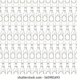 Bar Bottle Seamless Pattern Outline for Design, Website, Background, Banner. Alcohol Element for Barman. Menu or restaurant. Bottle beer retro poster. Style of modern art and geometry.