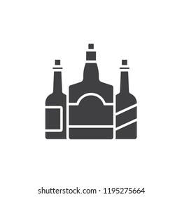 Bar bottles, alcoholic drinks black solid icon