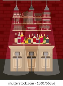 bar with bottles liquor scene