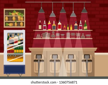 bar with bottles liquor scene