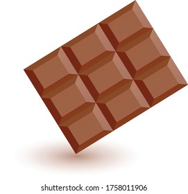 bar of brown chocolate on a white background