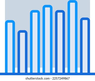 Bar business icon with blue duotone style. Corporate, currency, database, development, discover, document, e commerce. Vector illustration