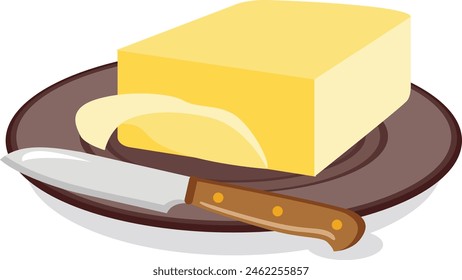 Bar of butter on plate with knife