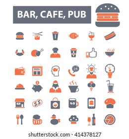 bar, cafe, cafeteria, pub icons
