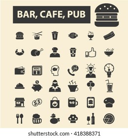 bar, cafe, cafeteria, pub icons
