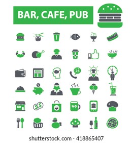 bar, cafe, cafeteria, pub icons
