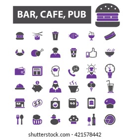 bar, cafe, cafeteria, pub icons
