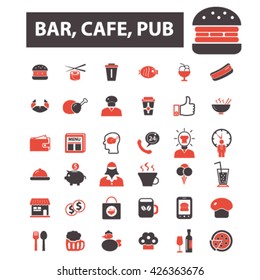 bar, cafe, cafeteria, pub icons
