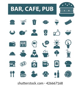 bar, cafe, cafeteria, pub icons
