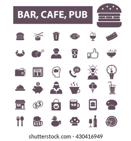 bar, cafetería, cafetería, íconos de pub
