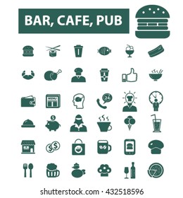 bar, cafe, cafeteria, pub icons
