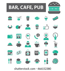 bar, cafetería, cafetería, íconos de pub
