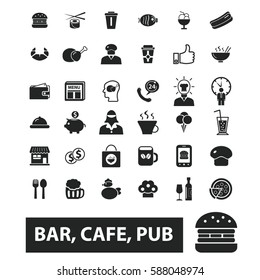 bar, cafetería, cafetería, íconos de pub