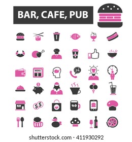 bar, cafe, pub icons
