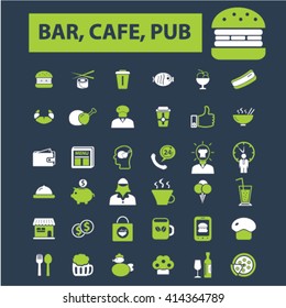 bar, cafe, pub icons
